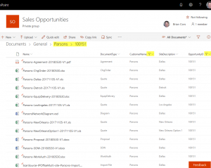 SharePoint directory Parsons Sales Opps example